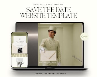 Elevator Door Save the Date Website Template, Animated Reveal, Green Old Money Invitation (Digital Download)