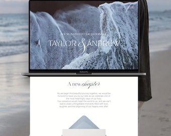 Beach Wedding Website Template with RSVP, Destination Invite, Editable Canva Site,