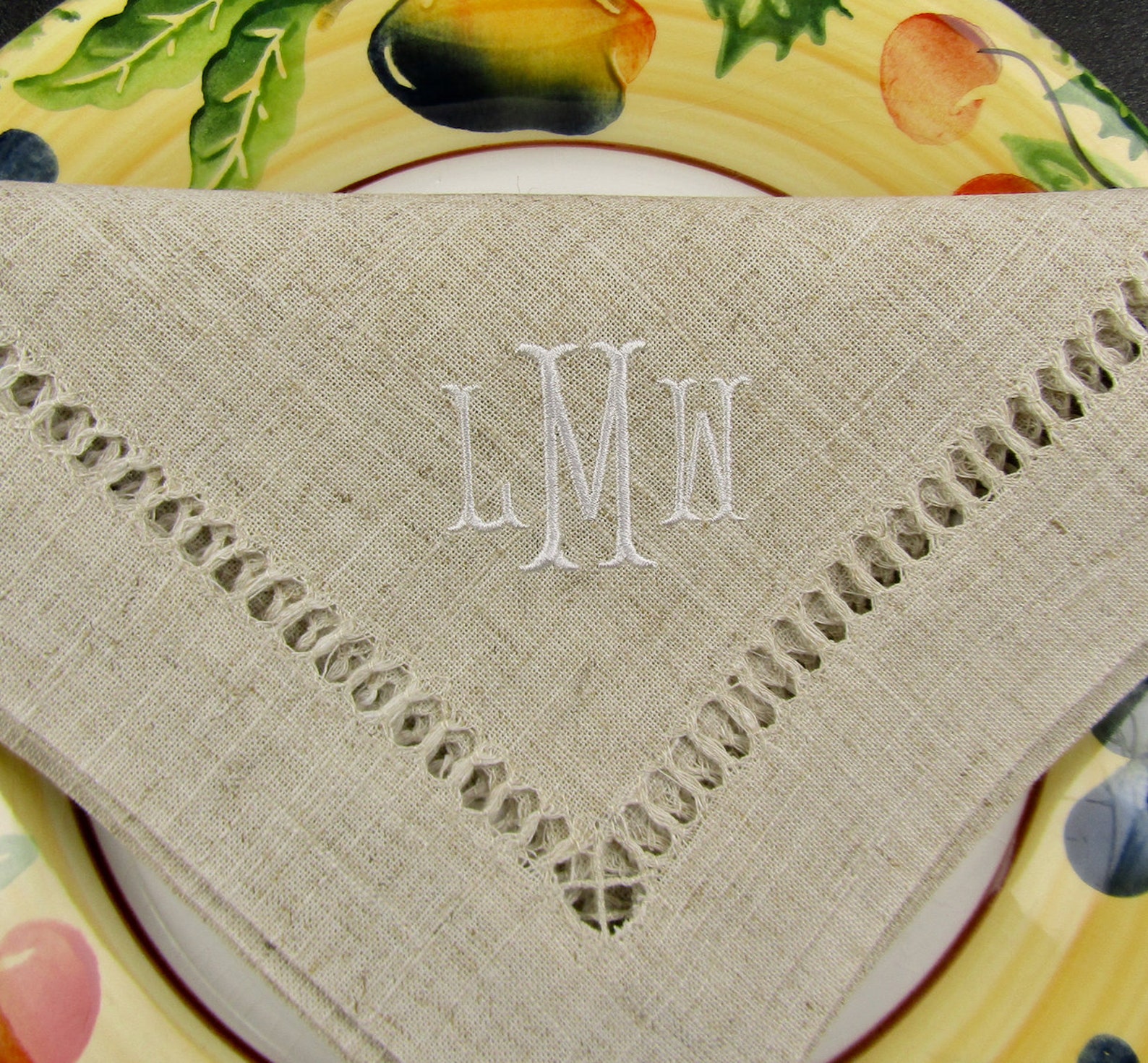 Monogrammed Linen Napkins No Ironing Required Personalized Etsy