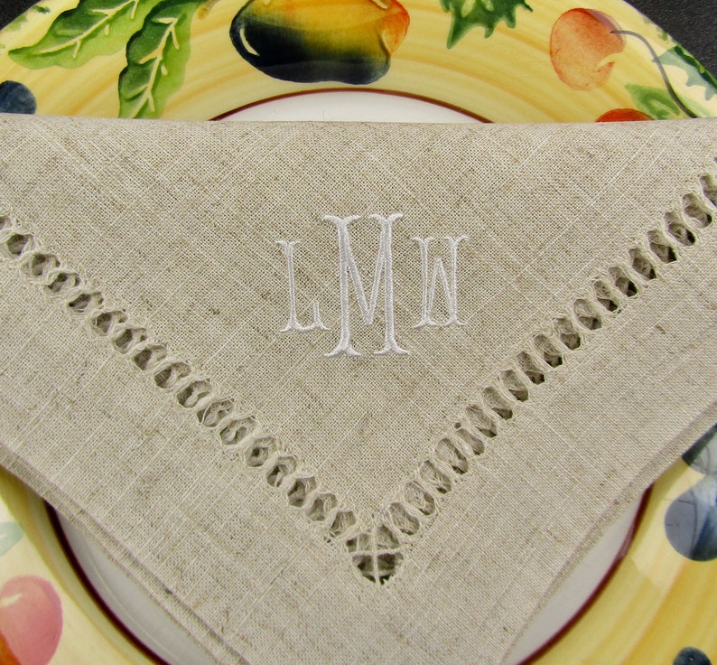 Monogrammed Linen Napkins No Ironing Required Personalized Etsy