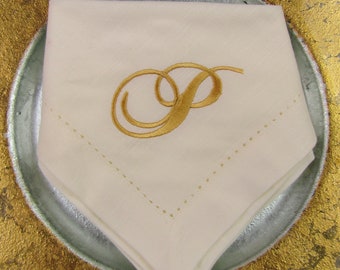 Sample Sale!! 12 Monogrammed  Cotton hemstitched Napkins on Sale! Ready to Go Now!