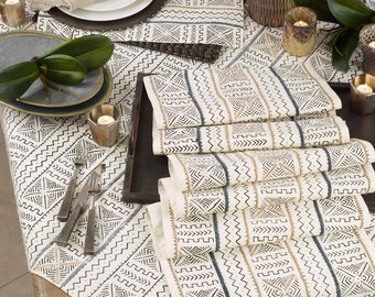 White or Black Mudcloth Fully Lined table Runner 3 sizes, dress it up or down, Beautiful texture, Perfect any time of the year