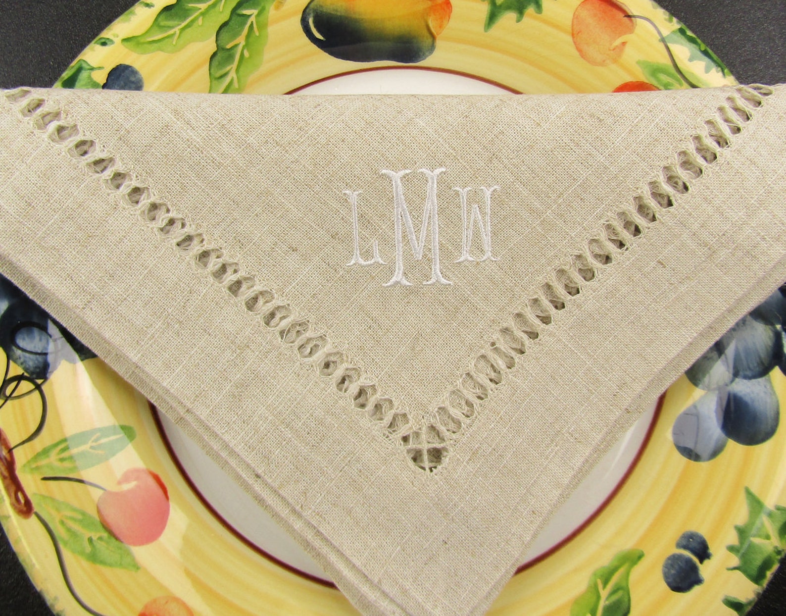 Monogrammed Linen Napkins No Ironing Required Personalized Etsy