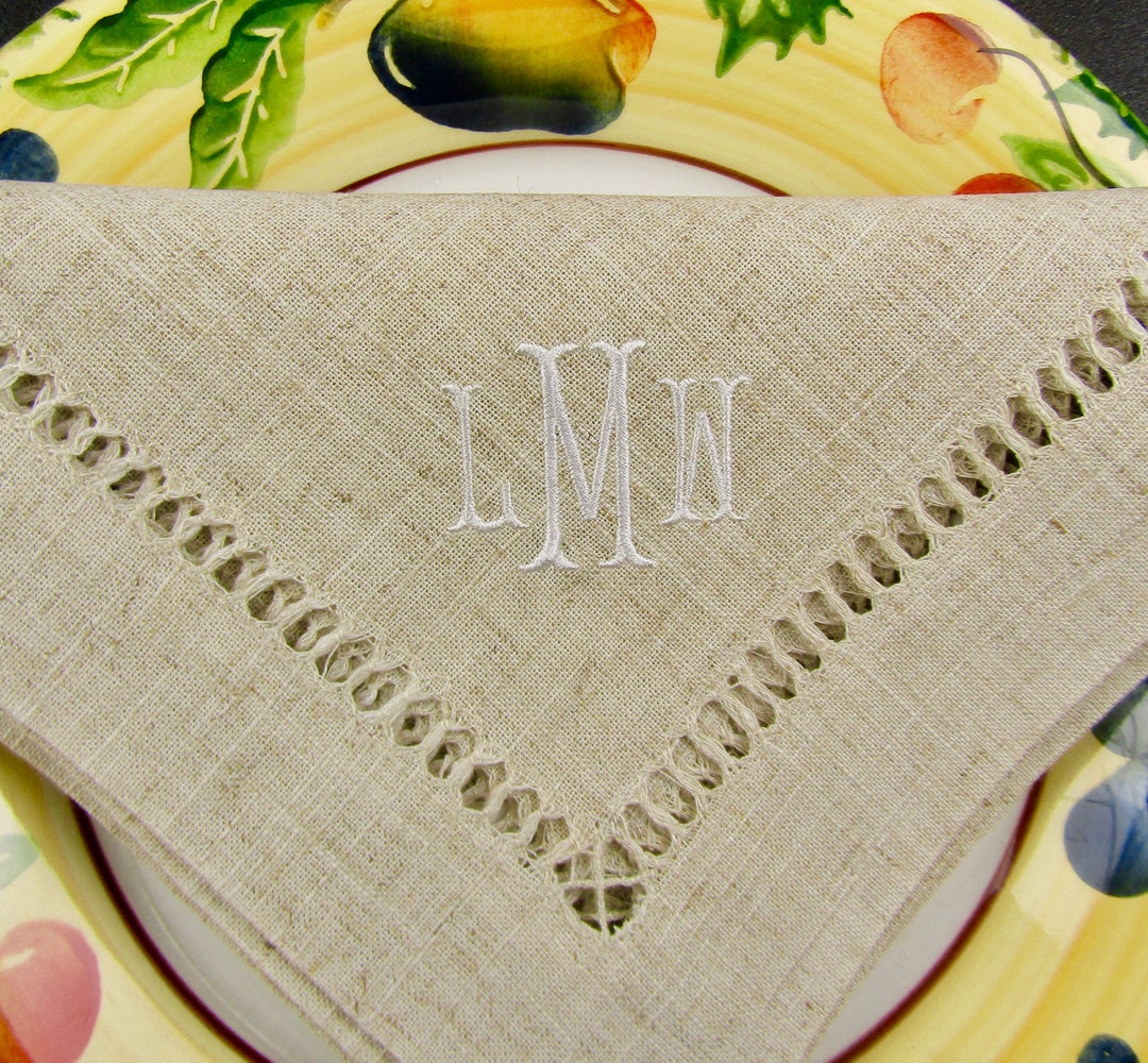 Monogrammed Linen Napkins No Ironing Required Personalized Etsy
