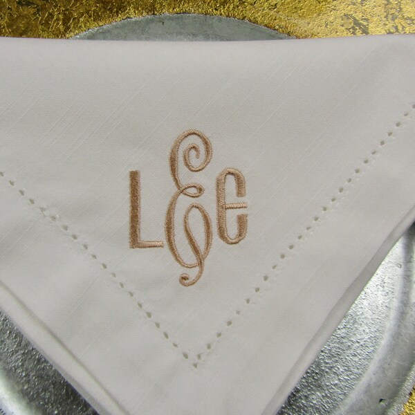 4 Monogrammed Blended Font Napkins, unique monogrammed cloth napkins, monogrammed cotton napkins,  made to order Monogrammed napkins