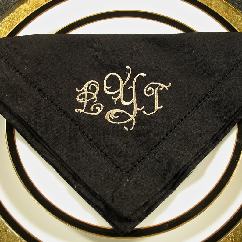 4 Monogrammed Napkins in the Charleston Font, three initial monogram to cloth napkins, monogrammed wedding napkins, monogrammed gift napkins image 6