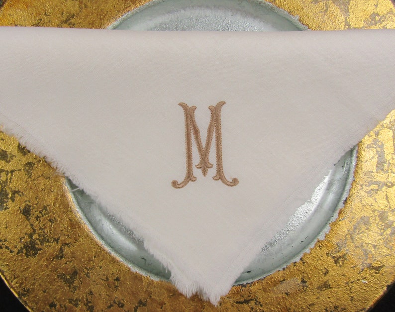 Monogrammed Shabby Chic Linen Napkins in 15 colors Stone Washed Linen Monogrammed Napkins perfect for the Holidays