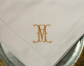 4 Monogrammed Cotton Napkins, monogrammed cloth napkins, monogrammed cotton napkins, wedding gift napkins