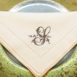 4 Monogrammed 20x20 Cotton Hemstitched Napkins, Your choice of Thread Color and Napkin Color, made to order, a great gift image 5