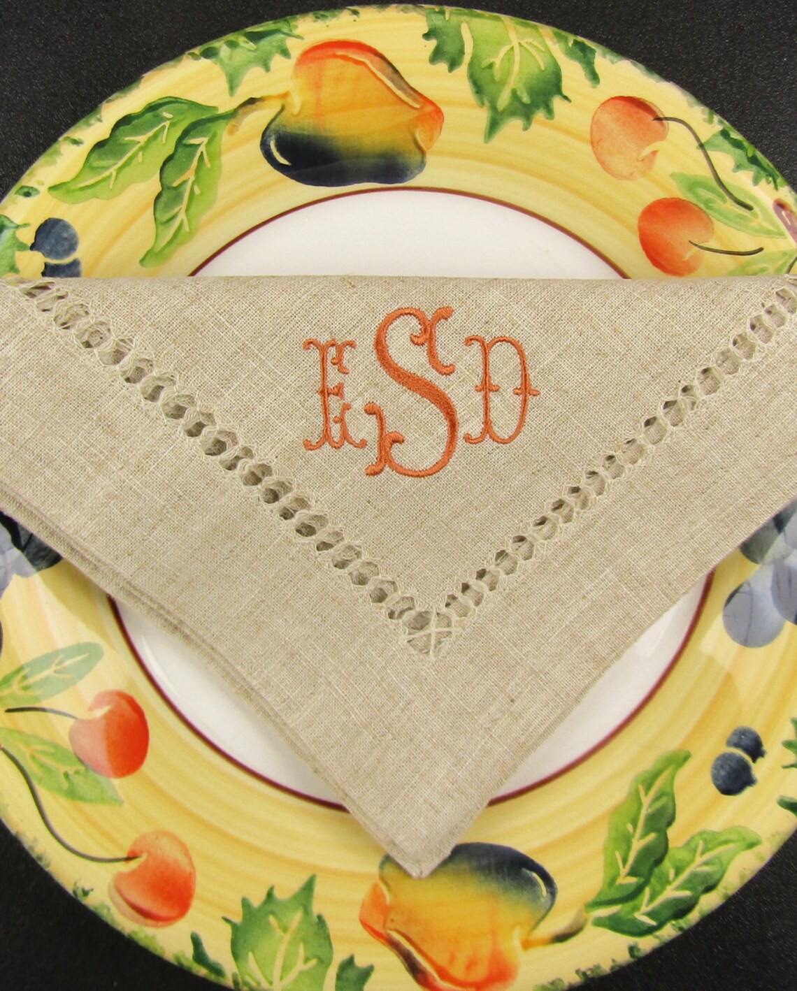 Monogrammed No Iron Linen Napkins Monogrammed Linen Napkins Etsy