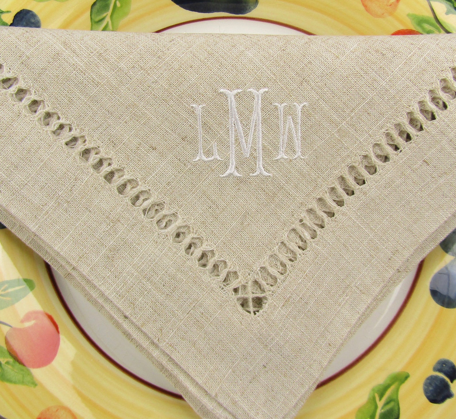 Monogrammed Linen Napkins No Ironing Required Personalized Etsy
