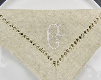 Sample Sale! 8 Monogrammed Linen Napkins, monogrammed  no iron linen napkins, Ready to ship NOW