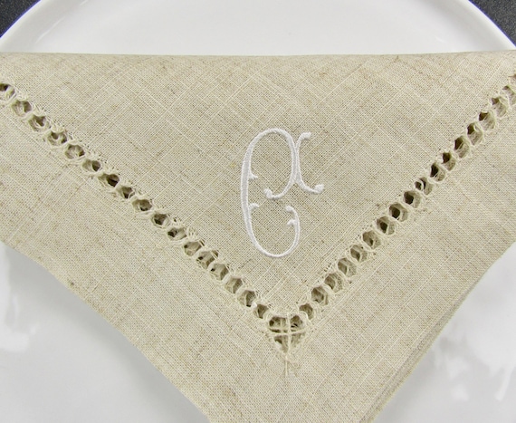 Monogrammed Linen Napkins, Monogrammed No Iron Linen Napkins, Linen Napkins,  a Great Gift 