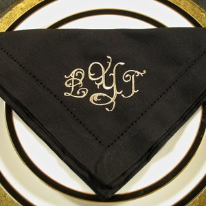 4 Monogrammed Napkins in the Charleston Font, three initial monogram to cloth napkins, monogrammed wedding napkins, monogrammed gift napkins image 3