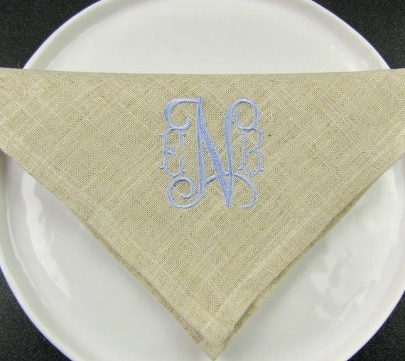 Monogrammed No Iron Linen Napkins, Beautiful Easy Care Napkins That You Can  Customize With Your Choice of Thread Color, a Great Gift 