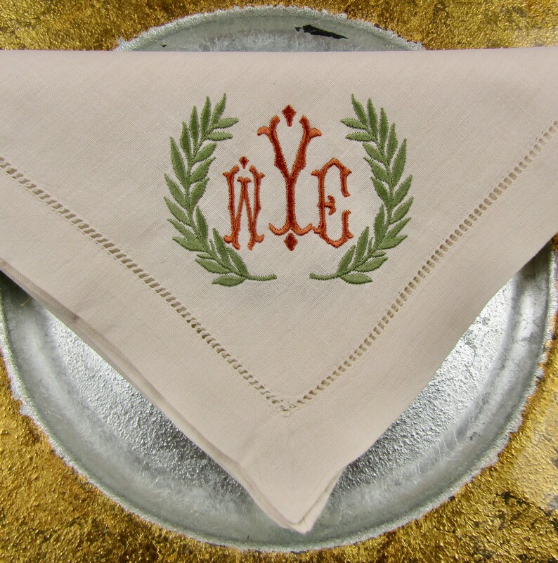 3 Initial Monogrammed Linen Napkins in 5colors Monogrammed Etsy