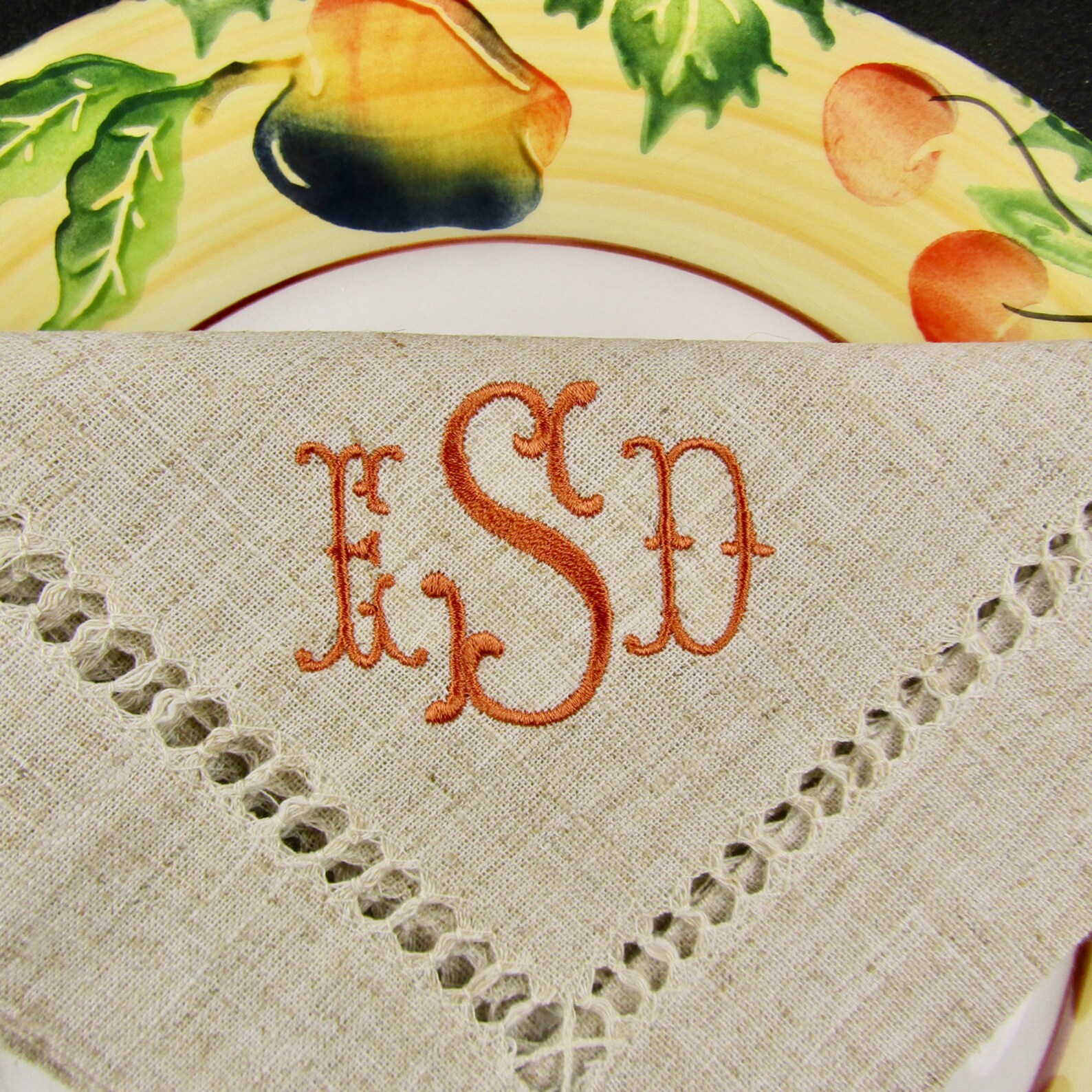 Monogrammed No Iron Linen Napkins Monogrammed Linen Napkins Etsy