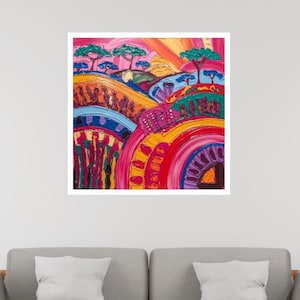 Abstract African Savanna Wall Art – Colorful Landscape with Modern Gradient | Printable Digital Download
