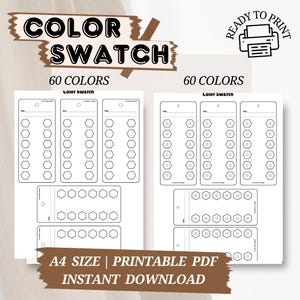 Hexagon Color Swatch Cards |Minimalist Printable Color Swatch Cards | Printable Swatch Chart | Digital Download |A4 Digital Template