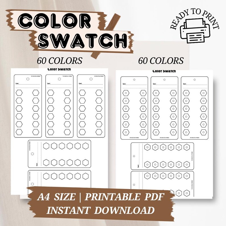 Hexagon Color Swatch Cards |minimalist Printable Color Swatch Cards ...