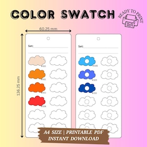 Marker Swatch Blank Color Chart | Minimalist Printable Color Swatch Cards | Test Your Colors |Digital PDF Blank Swatch | Instant Download
