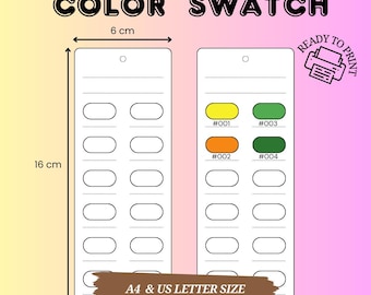 Printable Color Swatch Template | Marker Swatch Blank Color Chart | Watercolor Marker Swatch Card | A4  US Letter Digital Download PNG & PDF