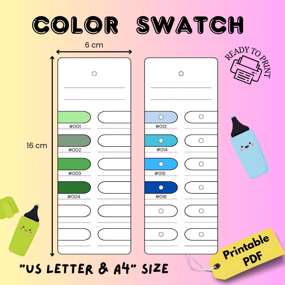 Printable Color Swatch Template | Swatches Color Pencils, Gel Pens ...