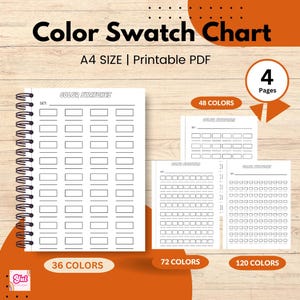 Color Swatch Chart, Color Swatch Sheets PDF, Alcohol Markers, Coloring Pages PDF, Instant Download, Swatch Template for 36,48,72,120 colors