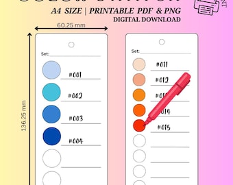 Marker Swatch Blank Color Chart | Printable Color Swatch – 6 & 9 Color Templates | Minimalist Marker Chart | A4| Instant Download