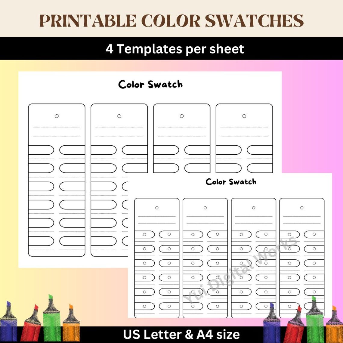 Printable Color Swatch Template | Swatches Color Pencils, Gel Pens ...