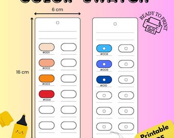 Color Swatch Card Template Printable | A4 & US Letter | 12 Colors x 4 Cards | Digital PDF Blank Swatch |For Paint, Alcohol Markers Color