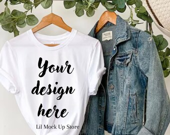 Bella Canvas 3001 White Mockup, Bella Canvas 3001 White Mock ups, Hanging Mockups, White 3001, Boho 3001 White Mockups, White Shirt Mockup