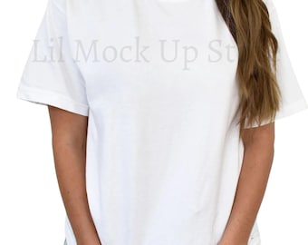 Bella Canvas 3001 White Mockup, Bella Canvas 3001 White Mock ups, Model Mocks White 3001, 3001 White T-Shirt Mockups, White Shirt Mockup