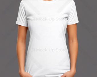 Bella Canvas 3001 White Mockup, Bella Canvas 3001 White Mock ups, Model Mocks White 3001, 3001 White T-Shirt Mockups, White Shirt Mockup