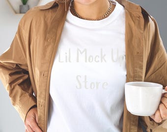 Bella Canvas 3001 White Mockup, Bella Canvas 3001 White Mock ups, Laying Model Mocks White 3001, Boho 3001 White Mockups, White Shirt Mockup