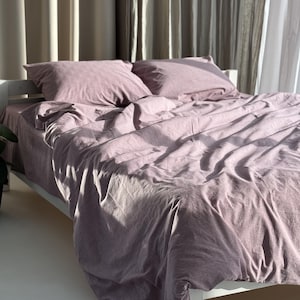 Natural Cotton Bed Set – Single or Double Bedding set, Duvet Cover - Pillow Cases & Sheets – King or Queen Size Sheet Set, Housewarming gift