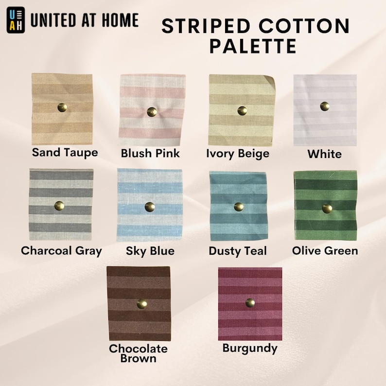 a collection of fabric swatches in various colors and patterns, arranged in a grid format.