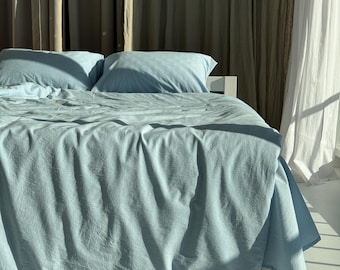 Cotton Blue Duvet Cover Zipper Closure, Natural 100% Cotton Twin XL, Queen, King and Custom Size, Cotton Quilt Cover, Soft Comforter Cover