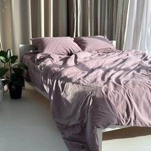Natural Cotton Bed Set – Single or Double Bedding set, Duvet Cover - Pillow Cases & Sheets – King or Queen Size Sheet Set, Housewarming gift
