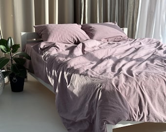 Natural Cotton Bed Set – Single or Double Bedding set, Duvet Cover - Pillow Cases & Sheets – King or Queen Size Sheet Set, Housewarming gift