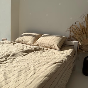 100% Organic Linen Sheet Set: Fitted or Flat with Deep Pocket, Certified Pure Bedding