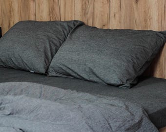 Gray Duvet Cover Zipper Closer, Organic Cotton Bedding, Soft Grey Comforter Cover, Modern Bedroom Decor