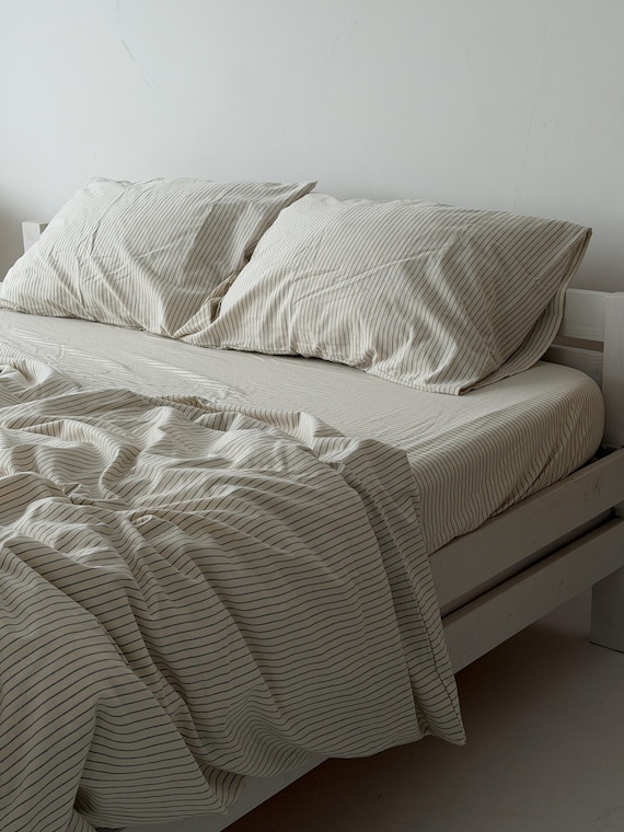 100% Organic Linen Sheet Set: Fitted or Flat with Deep Pocket, Certified Pure Bedding