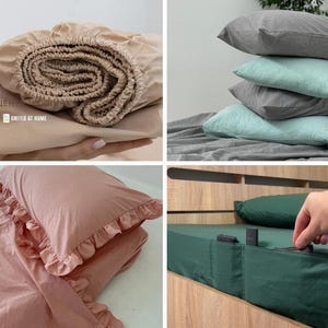Cotton bed sheet with green stripe