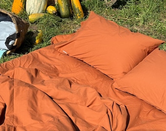 Orange Duvet Cover Pattern,  Quilt Cover with Ties - DIY Sewing PDF