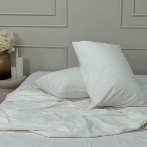 White Organic Cotton Fitted Sheet Set, Elastic Bed Sheets, Natural 100% Cotton Bedding in Twin XL Full Queen King or Custom Sizes