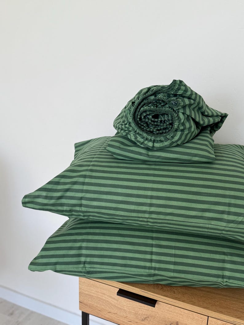 Green flat sheet and pillow cover cotton set