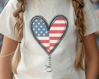 Personalized 4th of July Toddler Tee, Custom Name Shirt, American Flag Shirt, Customized kids shirt, Custom toddler T-Shirt, Gift for kids
