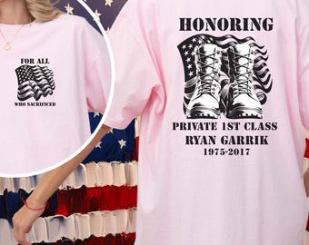 Customized Veteran's Day T-Shirt, Fallen Soldier Remembrance Tee, Custom Tribute Shirt for Moms, Personalized In Memory Of Military tshirt