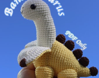Bananasaurus Crochet Patterns, Amigurumi Dinosaur Pattern, Crochet Food Animal Toy PDF